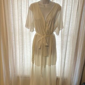 Elegant white Sheer Wrap Dress